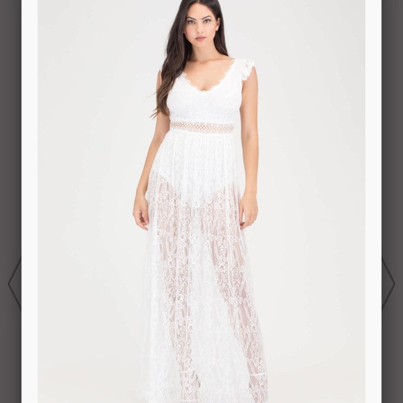 Day and Night Dresses New White Lace Sheer Maxi Dress Poshmark